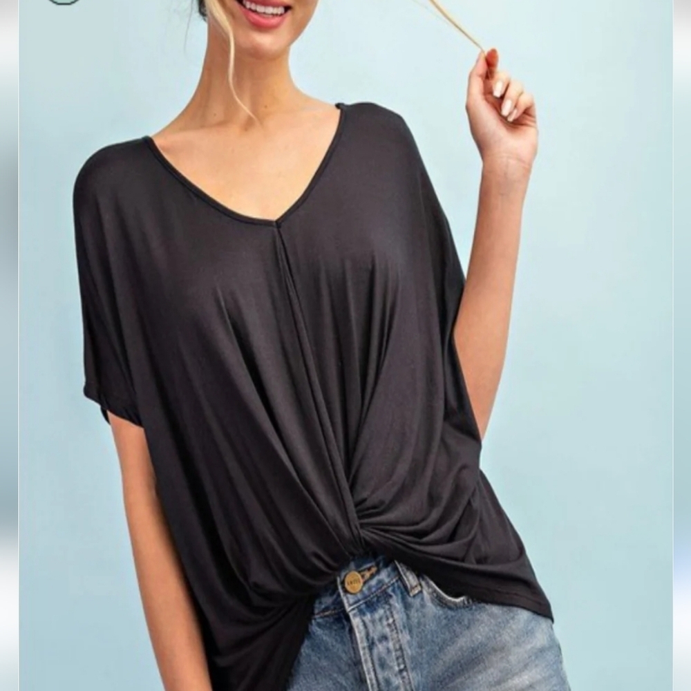 Loft Black Twist Front Women's Oversized Tee - Size XS Great Condition